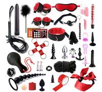 WHL Kits de Bondage 37 Pièces SM Set, Menottes Sexy Érotique, Retenue et Bondage, Bdsms Set Couple Sangle D'exercice, Kit Sex Toýs Couple, Jeux Sexuelle Adulte, Rouge Sexuelle Adult