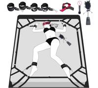 WHL Kits de Bondage SM, BDSM Ensemble de Bondage de Contention de Lit Réglables Sexuel Jouets, Érotique Bondage Adulte Sex Toys avec Menottes Masque pour Les Yeux pour Débutants et Couples Jeux