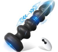 WHL Plug Anal Vibrant et Poussant, Stimulateur Anal Rechargeable avec Télécommande, 10 Modes de Vibration et de Poussée, Silicone Doux, Jouet Intime Adulte pour Homme, Femme et Couple