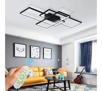 WHLL Lustre LED Grand Salon 105cm 72W Noir - Plafonnier Télécommande Dimmable & Variateur Blanc - Éclairage Moderne pour Salon/Chambre