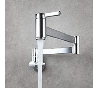 WHLMYH Couper Le Robinet de Mélangeur, Robinets Pour Mur de Remplissage Mural, Universel Double Poignée À Froid Télescopique Multifonction, Robinet de Cuisine/Chrome