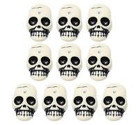 Whltzf 10pcs Skull Head Figurine Statue Artificielle Effrayante Os Squelette Sculpture Décorative pour Barre Maison Halloween Décor Halloween Décorations Crâne Halloween Décorations
