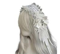 Whltzf Bandeau Anime avec ailes angéliques croisées multi-usage en dentelle pour les amateurs de mode Cosplay Party Accessoires Anime Hair Accessory