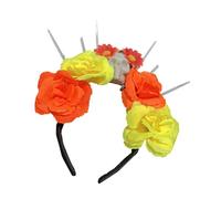 Whltzf Bandeaux d'Halloween mexicains couronnes de fleurs bandeau Mardi Gras Coiffe Cosplay Couvre-chef Jour des morts Couvre-chef Jour des morts Mexicains Coiffe Couronne de fleurs Festival