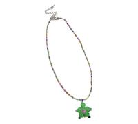 Whltzf Collier de perles avec visage souriant - Pendentif floral tendance - Chaîne de clavicule simple - Bijoux de cou pour fête et usage quotidien - Collier floral unique pour femme - À porter au