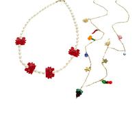 Whltzf Collier superposé en acier inoxydable avec perles de couleur fruit - Collier léger et élégant pour femme - À porter au quotidien