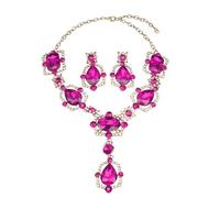 Whltzf Ensemble de bijoux exquis en cristal magnifique avec collier et boucles d'oreilles en cristal pour des styles modernes et uniques boucles d'oreilles et collier tendance