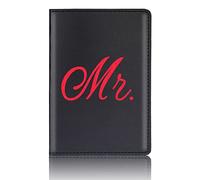 Whltzf Étui en cuir synthétique pour couple amoureux - Pour voyage - Pour lune de miel - Pour cartes de crédit - Pour mariage - Pour homme et femme, Rouge Mr