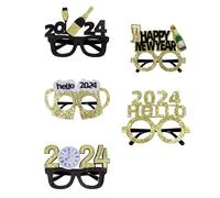 Whltzf Lunettes de vue Happy New Year 2024 5/4 pièces avec cadre en papier pour fête, Nouvel An, fête des enfants, cosplay, accessoires photo