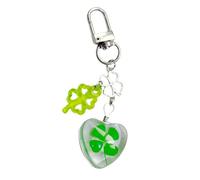 Whltzf Porte-clé porte-bonheur quatre herbes en verre avec pendentif pour téléphone, sangle pour sac, sac à main, accessoire sécurisé pour téléphone