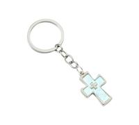 Whltzf Porte-clés tendance double crucifix en alliage léger pour sacs, clés et cadeaux avec motif dopamine, bleu, taille unique
