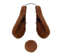 Whltzf Serre-tête lapins cosplay bal masqué doux fourrure chapeau dentelle col queue pompons bandeau fête d'anniversaire queue avec épingle