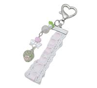 Whltzf Sweet Lace And Bead Phone Chain Stylish Ballet Lace Ribbon Beads Phone Hanging With Butterfly Pendant Women Accessories