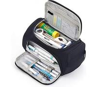 Whltzf Trousse à crayons de grande capacité, plusieurs compartiments, trousse à crayons de voyage, pour fille, étudiante, adulte, Noir