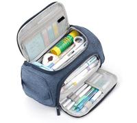 Whltzf Trousse à crayons de grande capacité, plusieurs compartiments, trousse à crayons de voyage, pour fille, étudiante, adulte, bleu marine