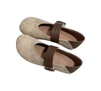 Whmowvn Chaussures plates pour femme - Chaussures bateau fermées - Boucle - Chaussures plates à enfiler - Chaussures basses vintage - Antidérapantes - Robuste - À enfiler - Légères et respirantes
