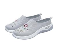 Whmowvn Pantoufles d'été pour femme - Mules fermées avec support de la voûte plantaire - Chaussures plates orthopédiques à enfiler - Légères et respirantes - Chaussures d'été confortables, gris, 40 EU
