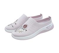 Whmowvn Pantoufles d'été pour femme - Mules fermées avec support de la voûte plantaire - Chaussures plates orthopédiques à enfiler - Légères et respirantes - Chaussures d'été confortables, Rose, 41 EU