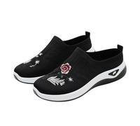 Whmowvn Pantoufles d'été pour femme - Mules fermées avec support de la voûte plantaire - Chaussures plates orthopédiques à enfiler - Légères et respirantes - Chaussures d'été confortables, Noir , 35