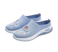 Whmowvn Pantoufles d'été pour femme - Mules fermées avec support de la voûte plantaire - Chaussures plates orthopédiques à enfiler - Légères et respirantes - Chaussures d'été confortables, bleu clair
