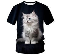 WHNBCW T-shirt amusant avec motif de chat mignon, noir, 4X-Large