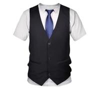 WHNBCW T-shirt de smoking amusant pour homme avec imprimé Tie Tux, blanc, Small
