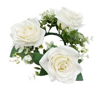 Whnbuij Bagues pour bougies avec - Anneaux pour bougies artificielles, Anneaux pour bougies avec piliers | Anneaux de bougie avec fleurs en tissu de soie artificielle de diamètre central de 8 cm