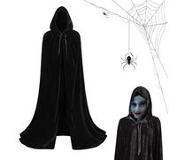 Whnbuij Cape À Capuche - Cape De Sorcier Médiéval De 59 Pouces | Vampire Mage Crow Dhyd-up Tengit, Renaissance Knight Hooded Robe Pour Halloween Play Festival Larp Outdoor Stage Shows