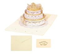 Whnbuij Carte d'anniversaire 3D | Carte d'anniversaire 3D en forme de gâteau à trois couches | Papeterie à collectionner estampillée pour femme, mère, père
