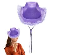 Whnbuij Chapeau De Cow-girl Avec Plumes Boa | Style Western Wing | Cowboy Pour Les Femmes Avec Des Plumes Spongies | Accessoire De Costume Fiesta Pour Les Adieux À Publier