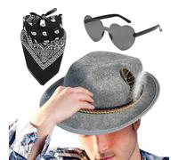 Whnbuij Chapeaux allemands pour l'Oktoberfest - 1 ensemble chapeau Fedora Oktoberfest avec foulard, lunettes - Accessoires de costume pour adulte - Chapeau bavarois allemand pour adultes