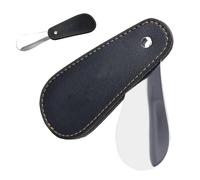 Whnbuij Chausse-pied en métal - Petit chausse-pied de voyage, chausse-pied en acier inoxydable avec revêtement en cuir PU, chausse-pied pour hommes, femmes, noir, Consulte la descripción