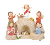 Whnbuij Christianisme Religion Ornement Statue de Jésus Format de Série Tombeau de l'Ascension Sept pièces Composition Matériau en résine Statue Miniature Décoration de Table Représentation de la f