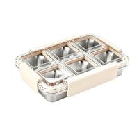 Whnbuij Divided Serving Tray - 6 Compartment Stainless Steel Container | Snack Organizer Tray, Leakproof Food Container | Portable Covered Serving Board for Brunch Lunch Dinner Housewarming