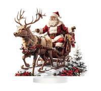 Whnbuij Figurine de traîneau - Traîneau du Père Noël 2D en acrylique et rennes, décoration de Noël d'intérieur miniature avec renne, décoration de traîneau du Père Noël à collectionner pour les