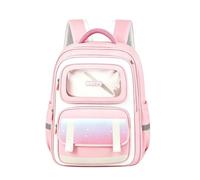 Whnbuij Girls Backpack - Large Capacity Clear Display Pocket Bookbag | Girls Backpack with Ergonomic Lightweight Design, Elementary School Bookbag for Pupils Summer Camp Picnic Library Travel Trip