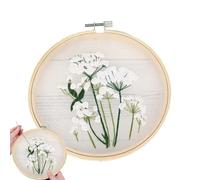 Whnbuij Kit de broderie pour débutants, kit d'exercices pour broder des points floraux, fils en tissu, aiguilles, accessoires de broderie à la main pour débutants et experts