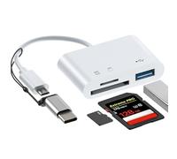 Whnbuij Lecteurs de cartes mémoire pour ordinateur | Adaptateur double connecteur USB C 3.0 3 en 1 Lecteur portable type lire simultanément Ms Cf Tf