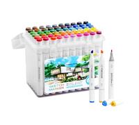 Whnbuij Marqueurs - 60 marqueurs artistiques à double pointe pour colorier, pointe fine et pinceau à base d'huile anti- pour école Scrapbooking et journal