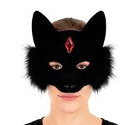 Whnbuij Masque Cosplay | Couvre Chef Peluche Chat Visage | Prothèse De-Face Canine - Pour Hommes Femmes Adultes Théâtre Fête Masquée École Anniversaire