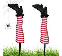 Whnbuij Piquets de jambe de sorcière portables - Décorations d'Halloween pour pelouse, jardin, cimetières | Accessoire de sorcière pour patio extérieur Maison hantée Fournitures de paarty pour
