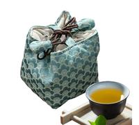 Whnbuij Rangement de sachets de thé - Chiffon de thé portable brodé chinois - Trousse pour accessoires chinois, pour femme, maison, bureau, voyage, vacances, excursions, anniversaire