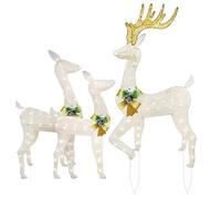 Whnbuij Renne éclairé, cerf illuminé en 3D | Renne de Noël en plein air éclairé avec lumières LED, jeu de cerfs de Noël pour extérieur 3D pré-éclairés avec lumières LED