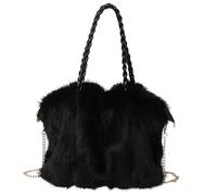Whnbuij Sac fourre-tout en peluche pour femme : sac à bandoulière d'hiver en peluche avec bandoulière amovible, bolus en fausse fourrure moelleuse de 33 x 16 x 29 cm, messager décontracté, shopping et