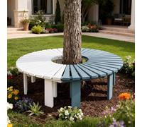 Whnoorher Banc d'arbre extérieur Enveloppant | Banc d’Arbre Circulaire en Bois | Siège à Lattes sans Dossier | Banc de Jardin résistant aux intempéries | Surface Lisse(Bleu,Round)