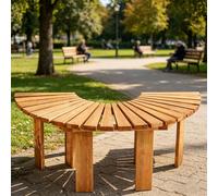 Whnoorher Banc d'arbre extérieur | Siège de Jardin Semi-Circulaire incurvé | Banc en Forme d'éventail en Bois Massif | Bancs sans Dossier Wrap Around Park(Wood Color,Round)