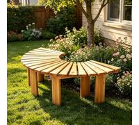 Whnoorher Banc de Jardin Rond en Bois sans Dossier, résistant aux intempéries, Enveloppant Autour d'un Arbre, siège à Lattes pour Patio, Ombre, Porche, Tabouret de Repos(Wood,Half Round)