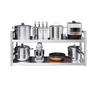 Whnoorher Étagère de Cuisine en Acier Inoxydable 304, étagère Murale à 2 Niveaux, Support de Rangement Robuste pour casseroles, poêles, Micro-Ondes, friteuse à air(100x30x75cm)