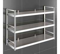 Whnoorher Étagère de Rangement de Cuisine à 3 Niveaux avec étagères réglables, étagère Robuste en Acier Inoxydable pour Micro-Ondes, friteuse à air, Grille-Pain, Organisateur d'outils(150x30x75cm)