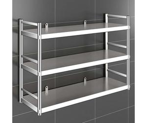 Whnoorher Étagère de Rangement de Cuisine à 3 Niveaux avec étagères réglables, étagère Robuste en Acier Inoxydable pour Micro-Ondes, friteuse à air, Grille-Pain, Organisateur d'outils(100x30x75cm)